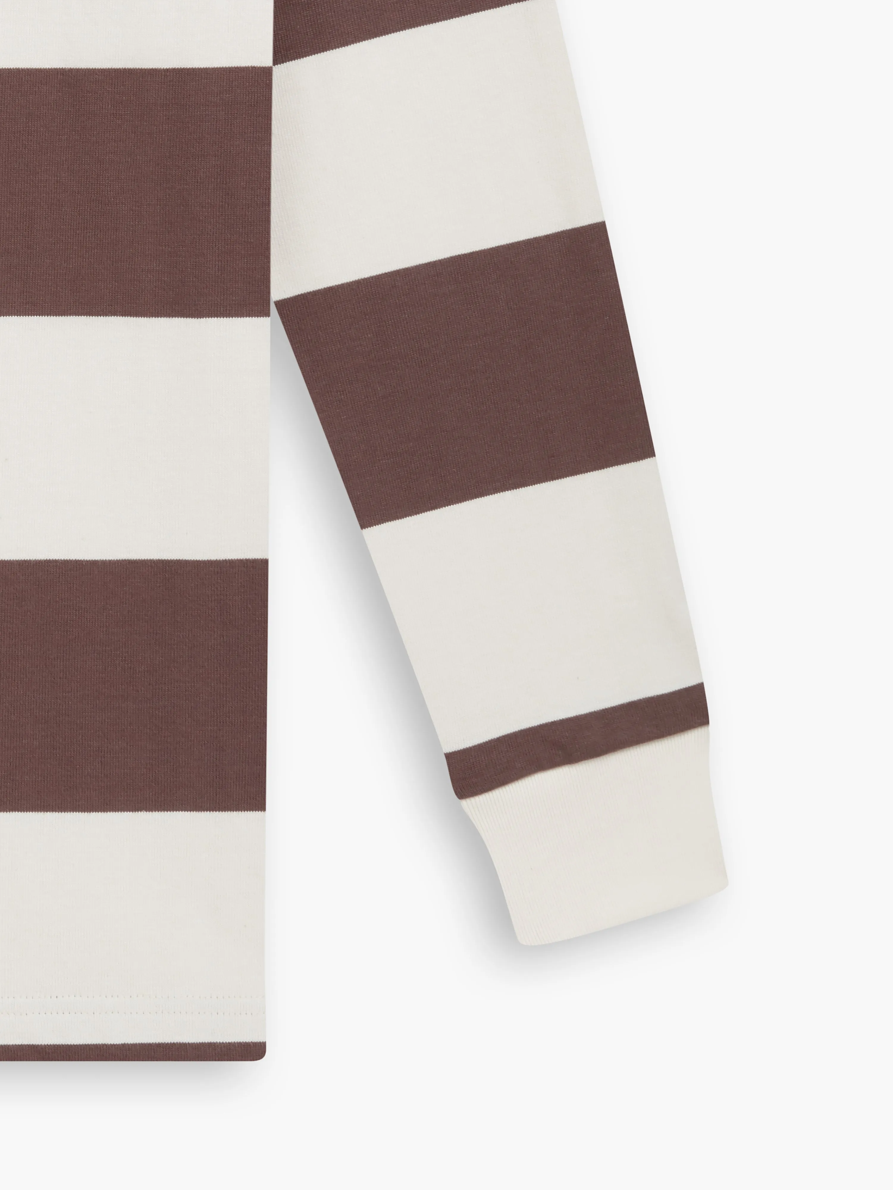 Cotton Rugby Shirt in Brown Stripe