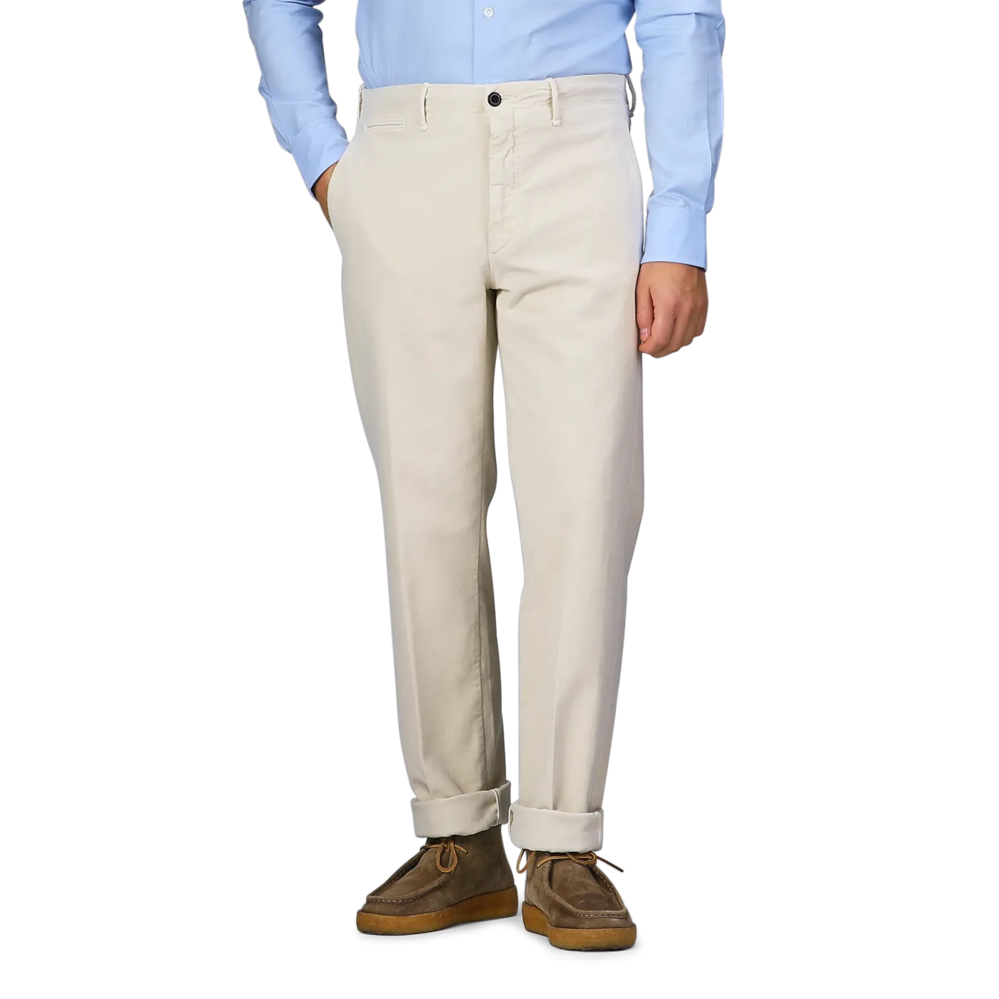 Cream Beige Cotton Moleskin Slacks Chinos