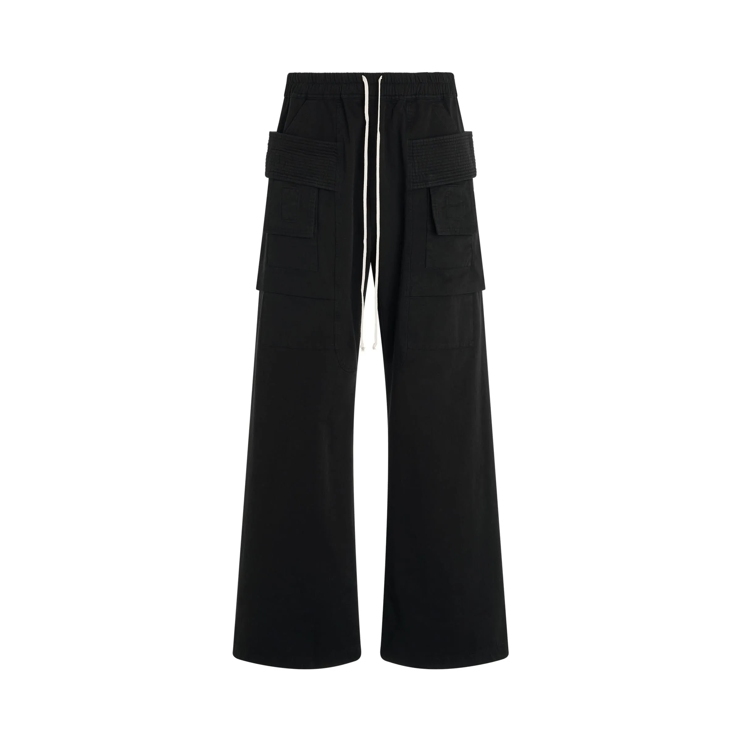 Creatch Wide Cargo Drawstring Pants in Black