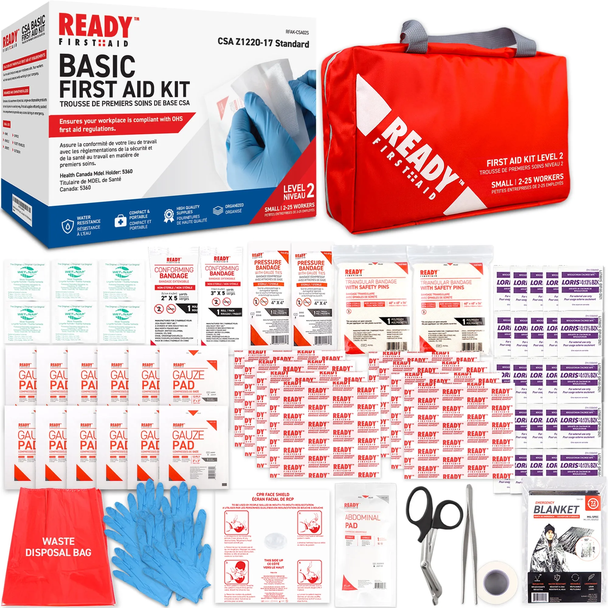 CSA (Z1220-17) Type 2 Basic First Aid Kit Small (2-25 Workers) with First Aid Bag