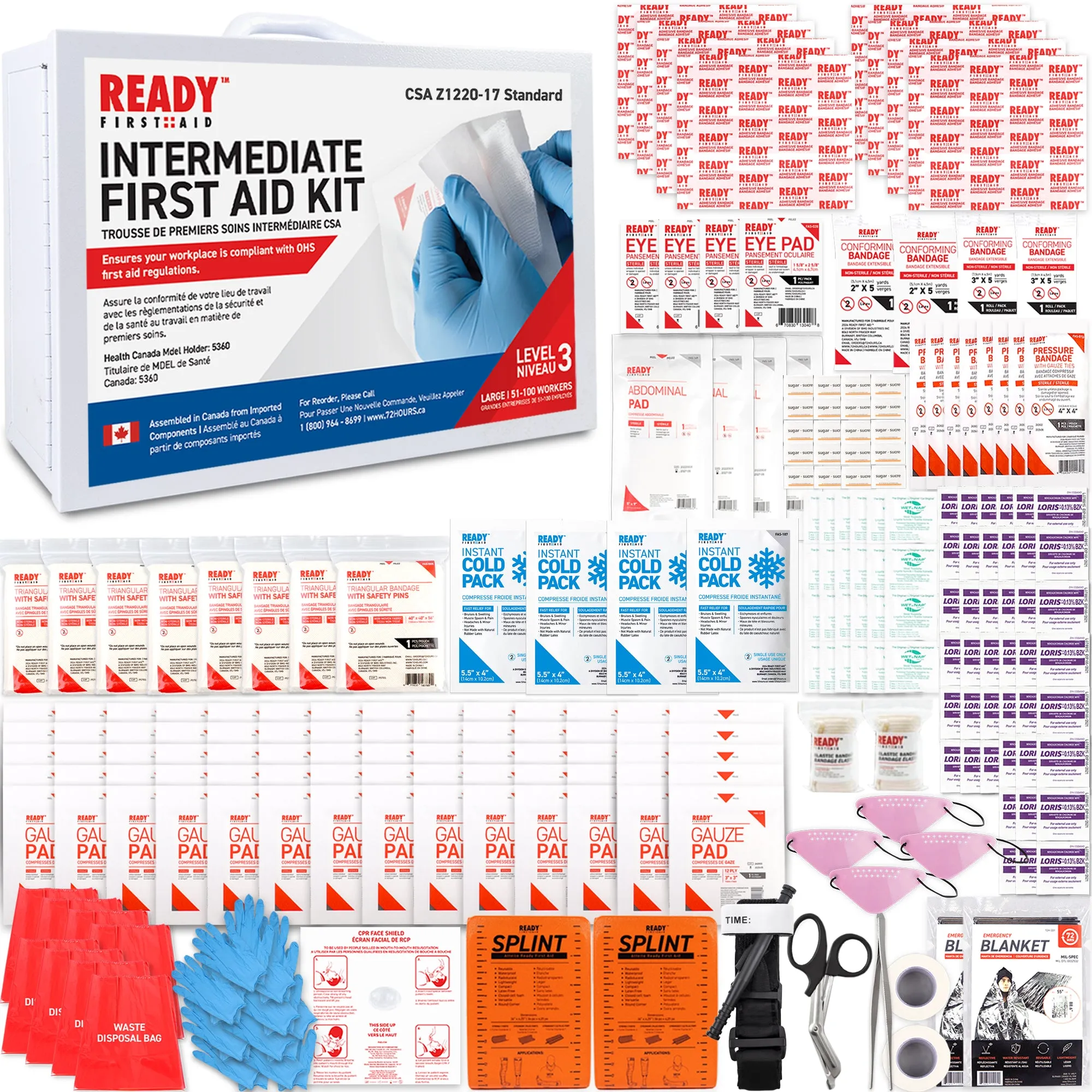 CSA (Z1220-17) Type 3 Intermediate First Aid Kit Large (51-100 Workers) with Metal Cabinet