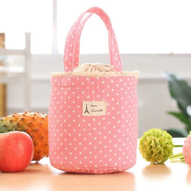 Cute lunch Bag Portable Insulated Cooler Bags Dot Eiffel Tower Thermal Food Picnic Lunch Bags Women kids Men Lunch Box Bag Tote