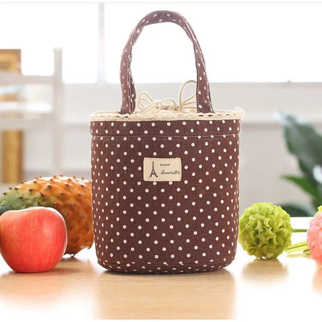 Cute lunch Bag Portable Insulated Cooler Bags Dot Eiffel Tower Thermal Food Picnic Lunch Bags Women kids Men Lunch Box Bag Tote