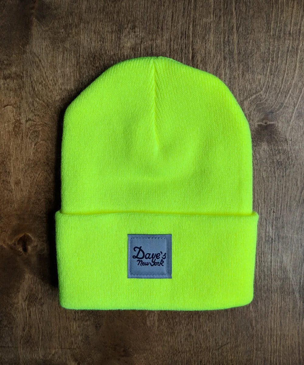 Dave's New York Vintage Logo Beanie - Bright Lime