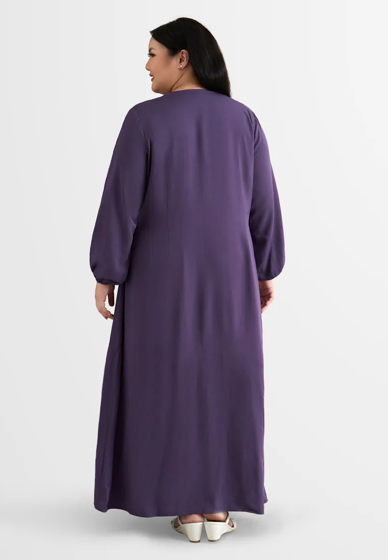 DEFECT ITEM Della Vibrant Raya Scallop Button Jubah Dress