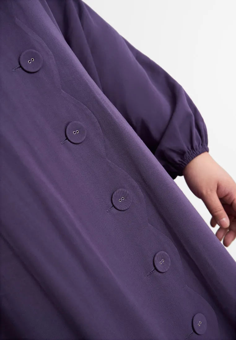 DEFECT ITEM Della Vibrant Raya Scallop Button Jubah Dress