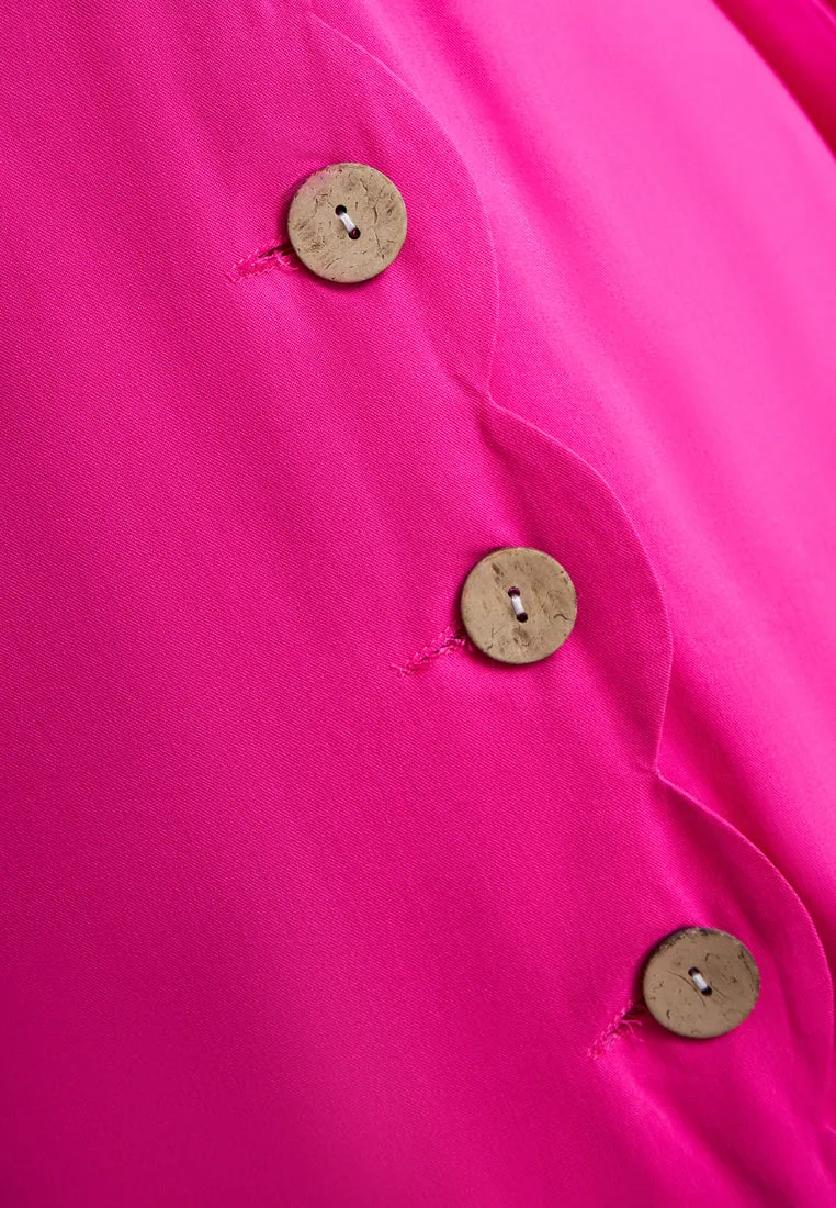 DEFECT ITEM Della Vibrant Raya Scallop Button Jubah Dress