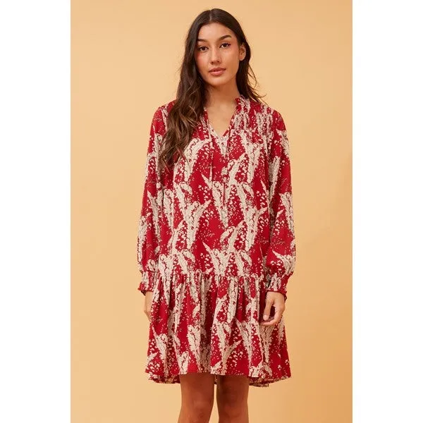 DELANEY LEAF PRINT SHORT DRESS