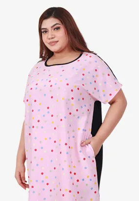 Dency Back Stretch Lounge Dress - Pink Dots