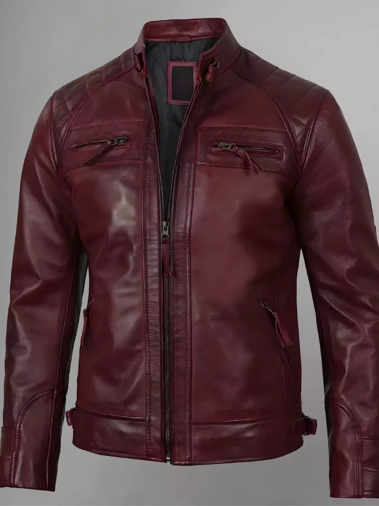 Distressed Brown Motorcycle Leather Jacket