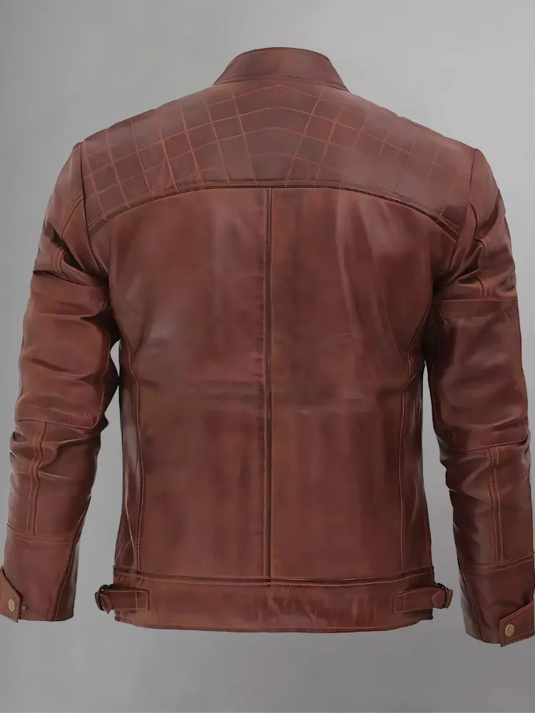 Distressed Brown Motorcycle Leather Jacket