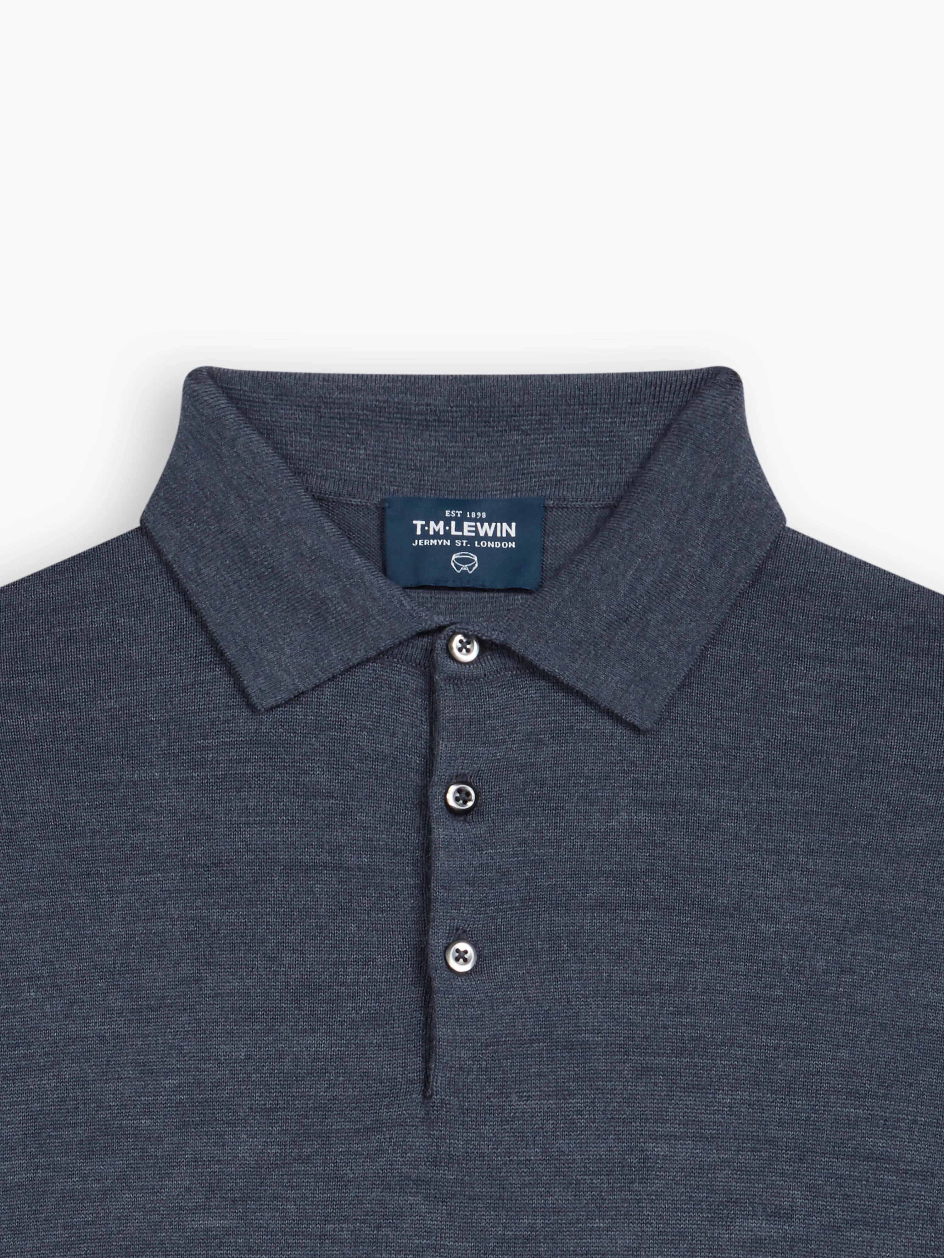 Durham Denim Slim Fit Long Sleeve Merino Wool Polo