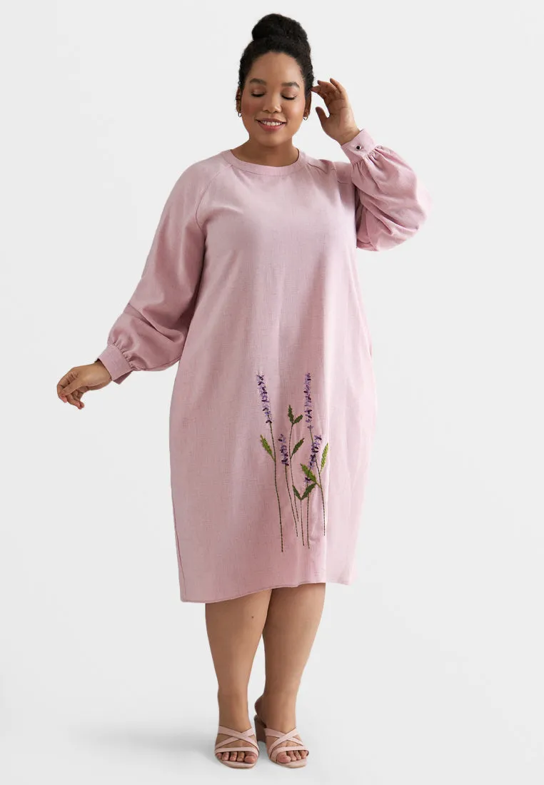 Esmeralda Lavender Embroidery Shift Dress