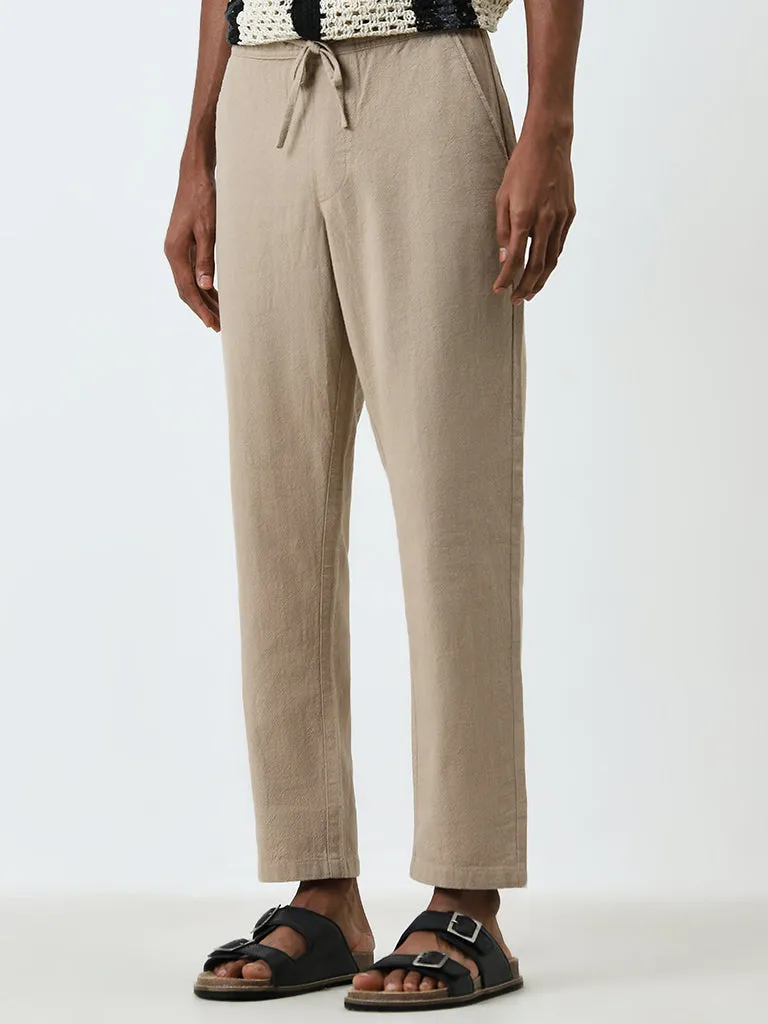 ETA Beige Relaxed-Fit Mid-Rise Cotton Blend Chinos