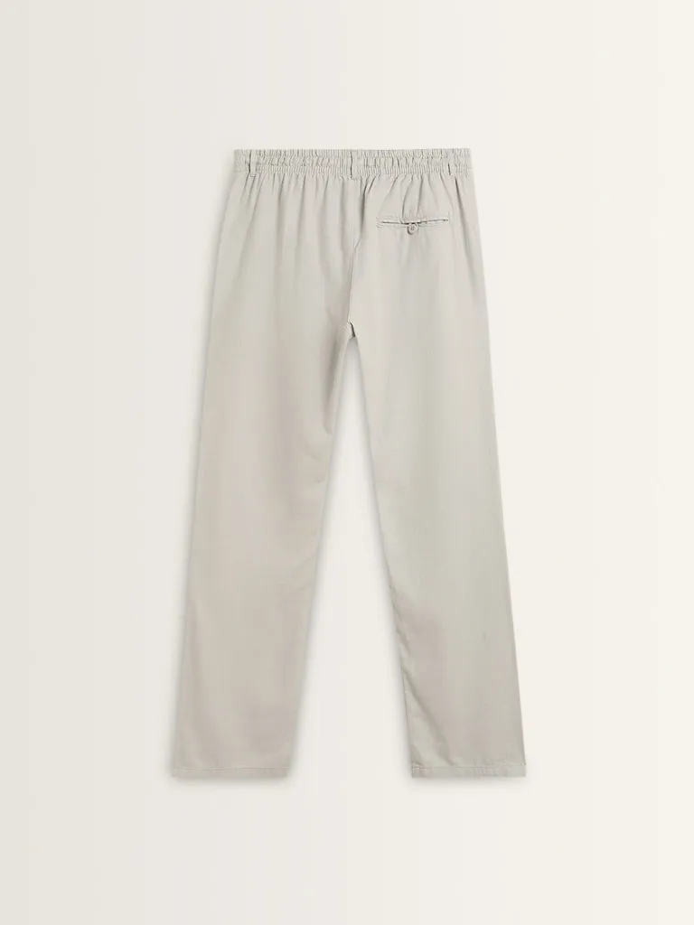 ETA Light Grey Relaxed-Fit Mid-Rise Cotton Blend Chinos