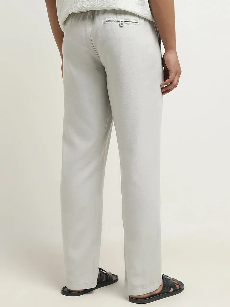 ETA Light Grey Relaxed-Fit Mid-Rise Cotton Blend Chinos