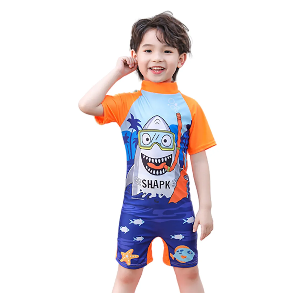 Fancydresswale Baby Shark Swimsuit half sleeves for kids