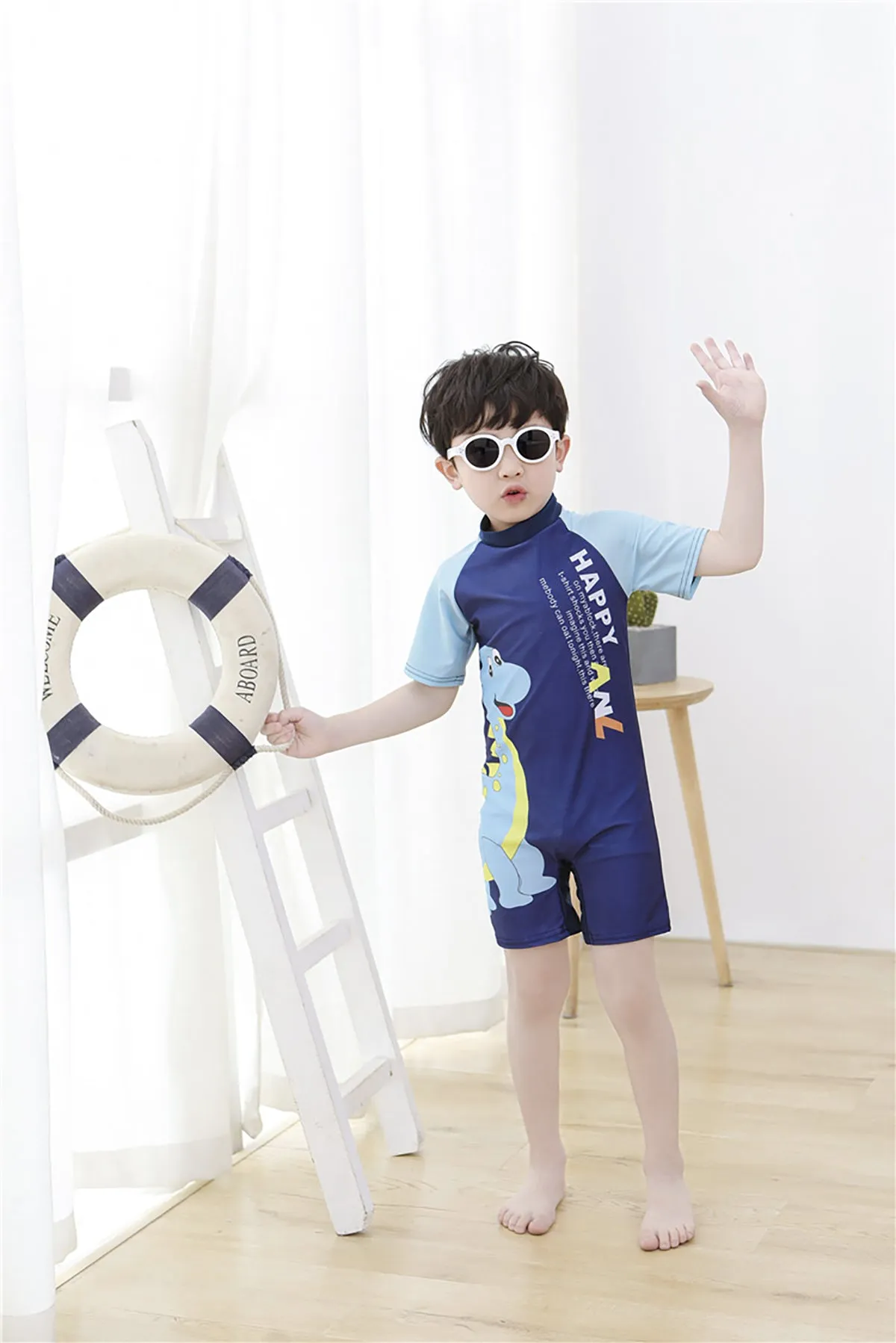 Fancydresswale Dinosaur Swimsuit half sleeves for kids