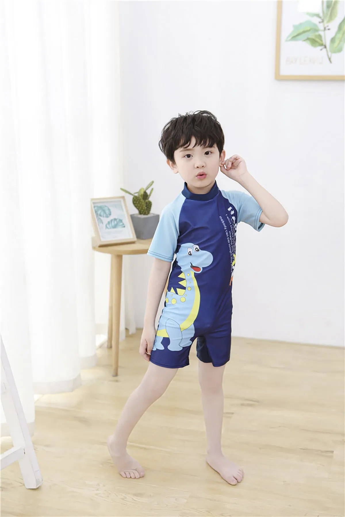 Fancydresswale Dinosaur Swimsuit half sleeves for kids