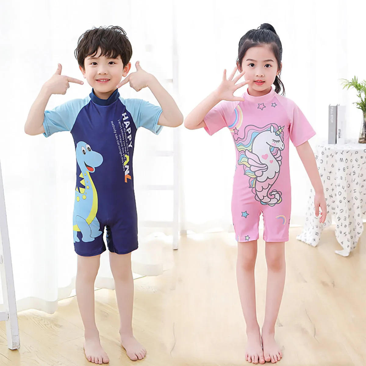 Fancydresswale Dinosaur Swimsuit half sleeves for kids