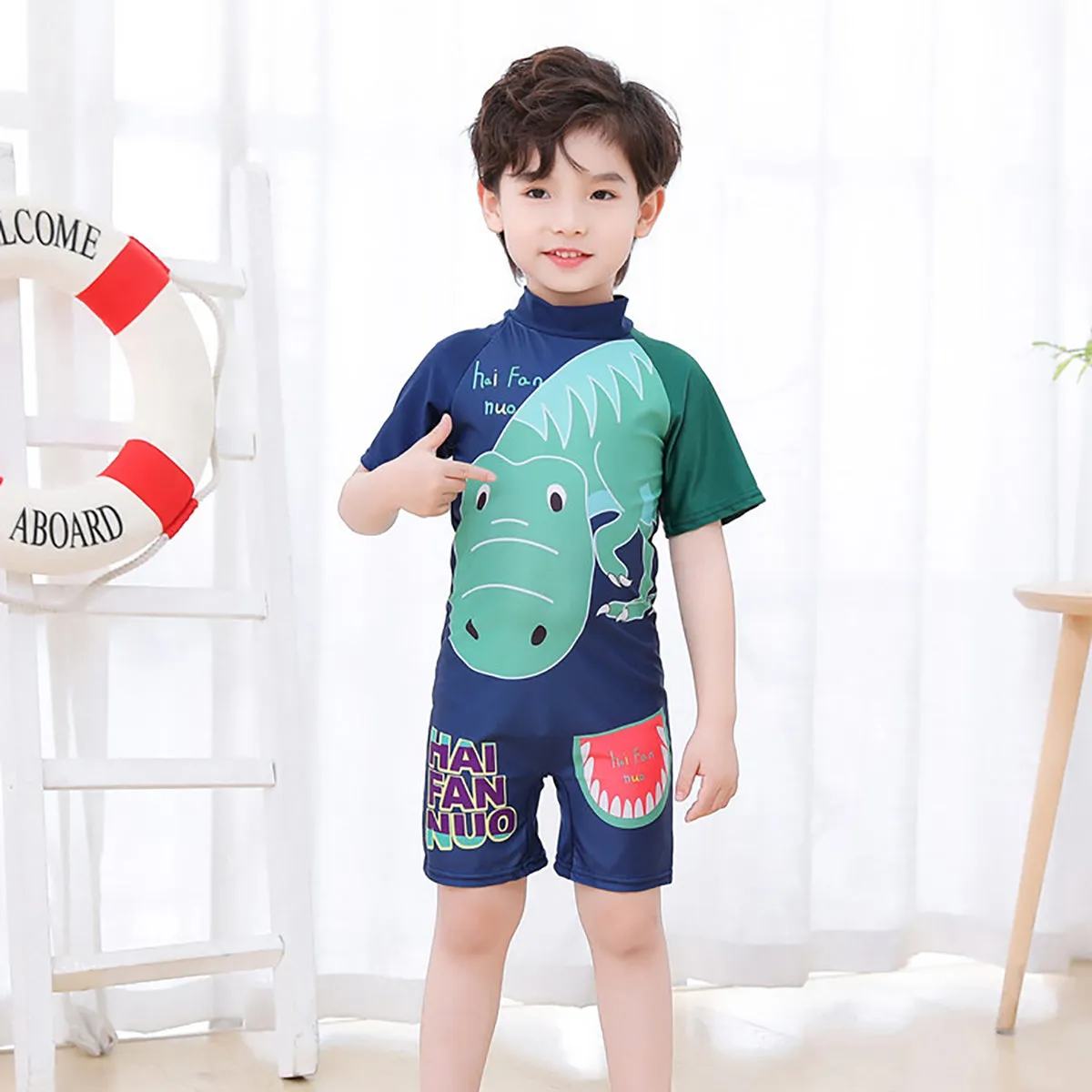 Fancydresswale Dragon Swimsuit half sleeves for kids