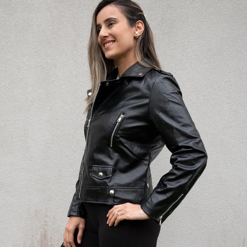 (Faux Leather) Black Until Death Do Us Party Leather Jacket