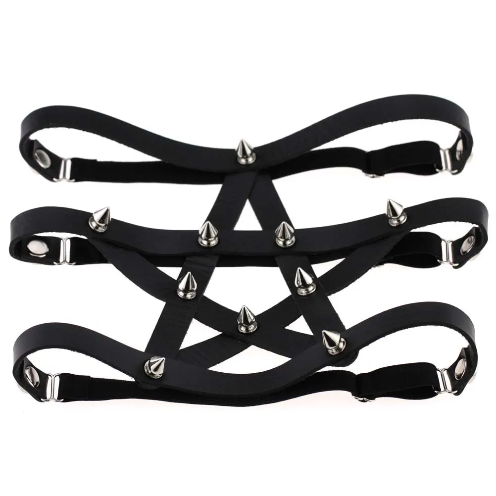 Faux Leather Pentagram Garter