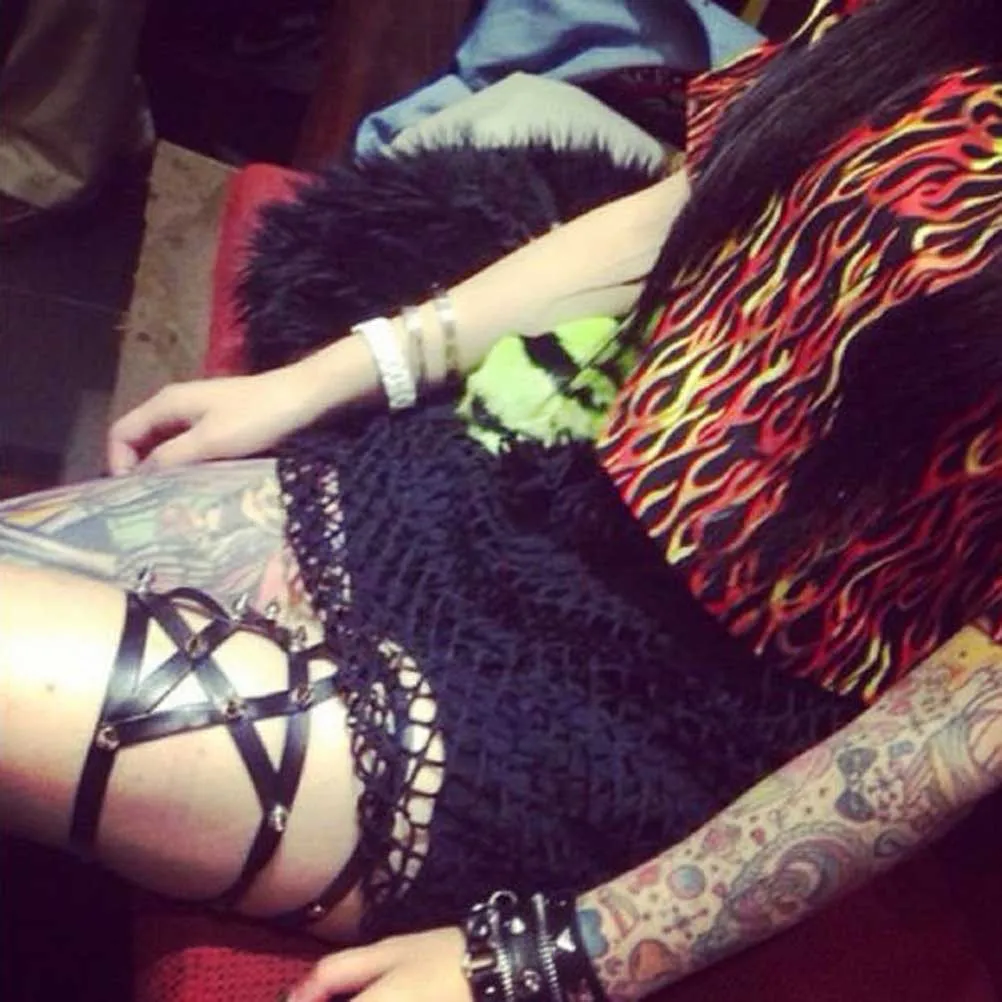 Faux Leather Pentagram Garter