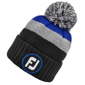 FootJoy FJ Bobble Beanie Hat - Black/Grey/Royal