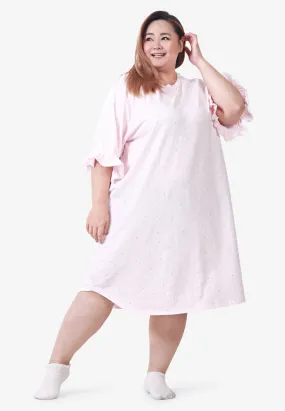 Fritzy Cute Frilly Short Sleep Dress - Pink Stripes