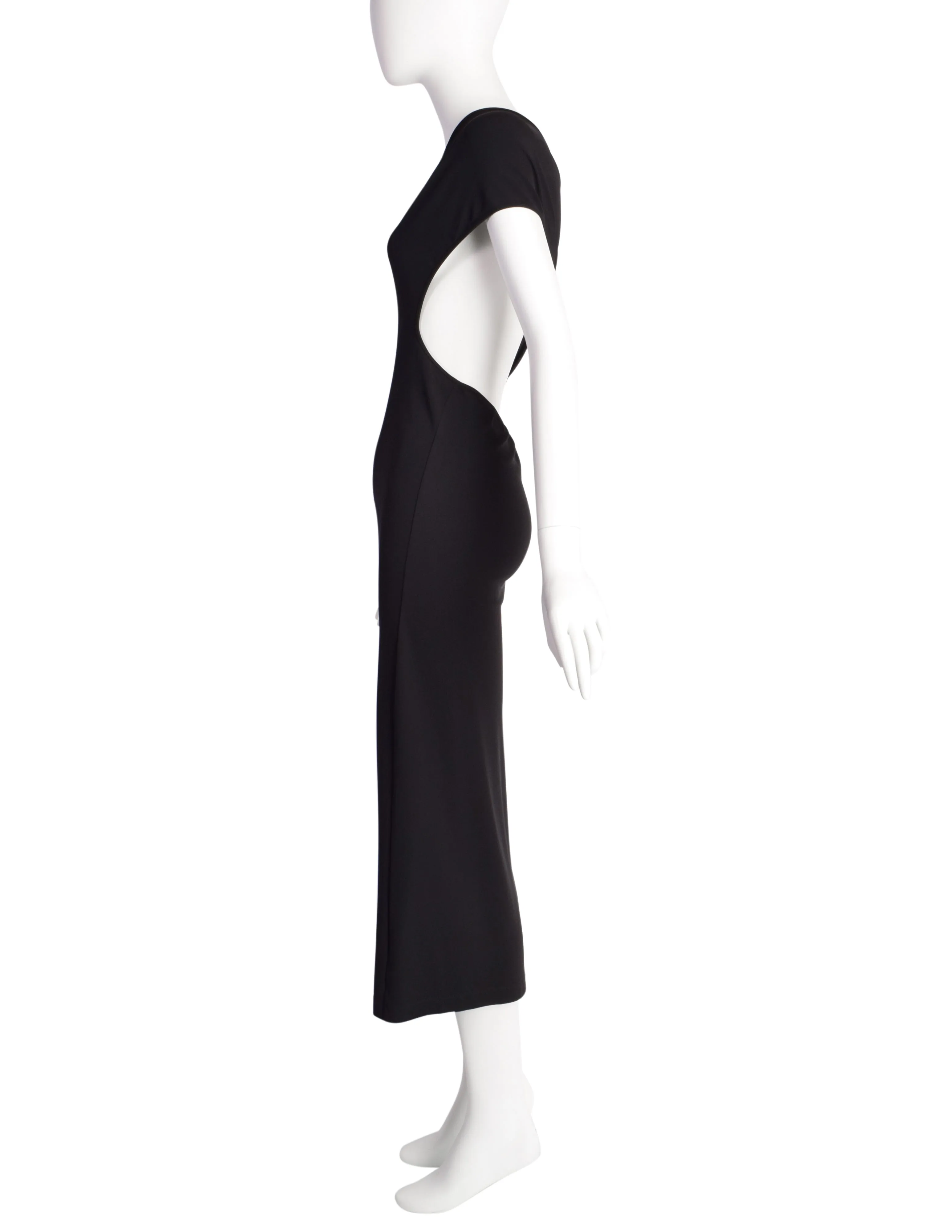 Gianfranco Ferre Vintage Black One Shoulder Ultra Sexy Cut Out Stretch Bodycon Dress