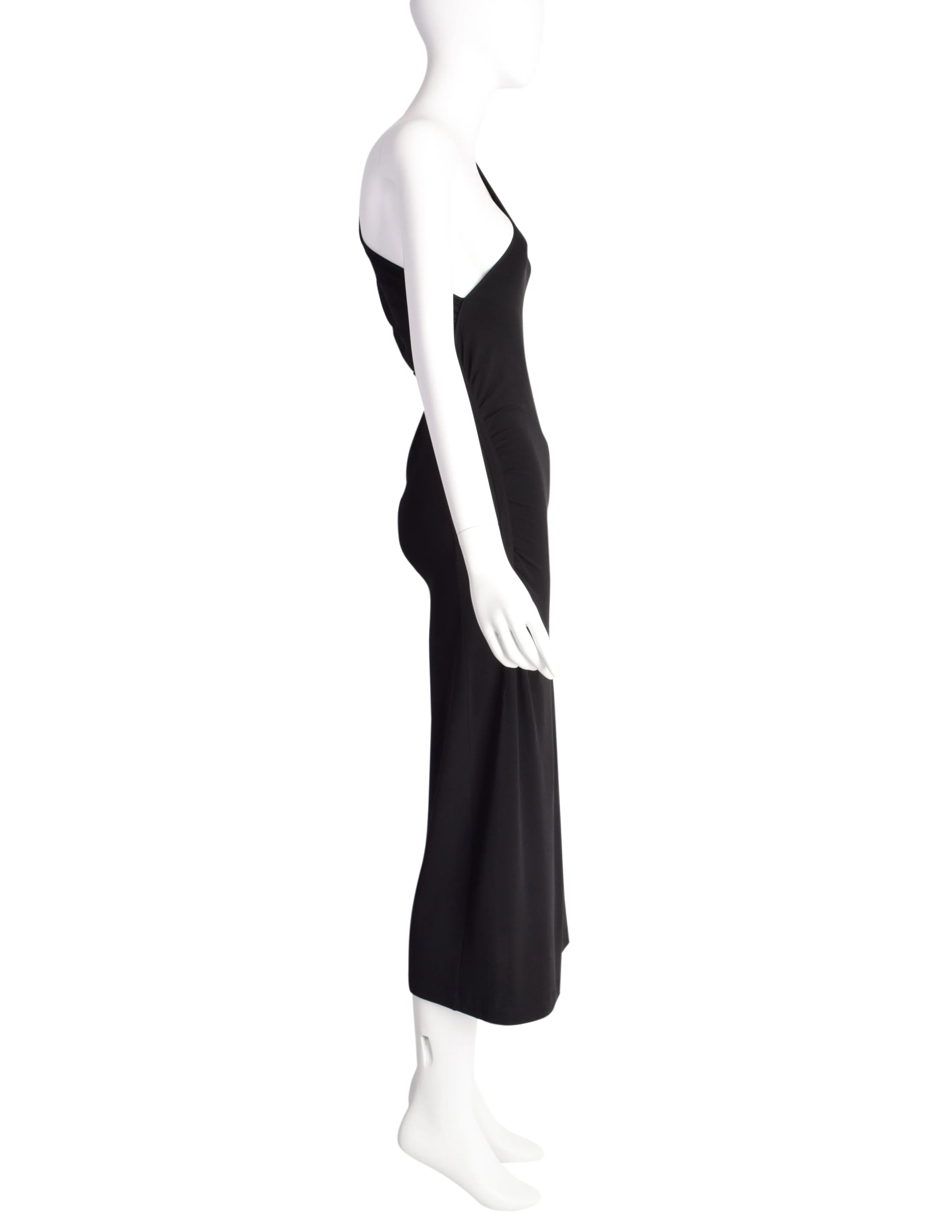 Gianfranco Ferre Vintage Black One Shoulder Ultra Sexy Cut Out Stretch Bodycon Dress