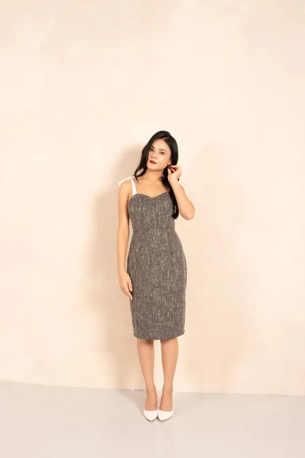 Gisellia Tweed Dress in Black Grey