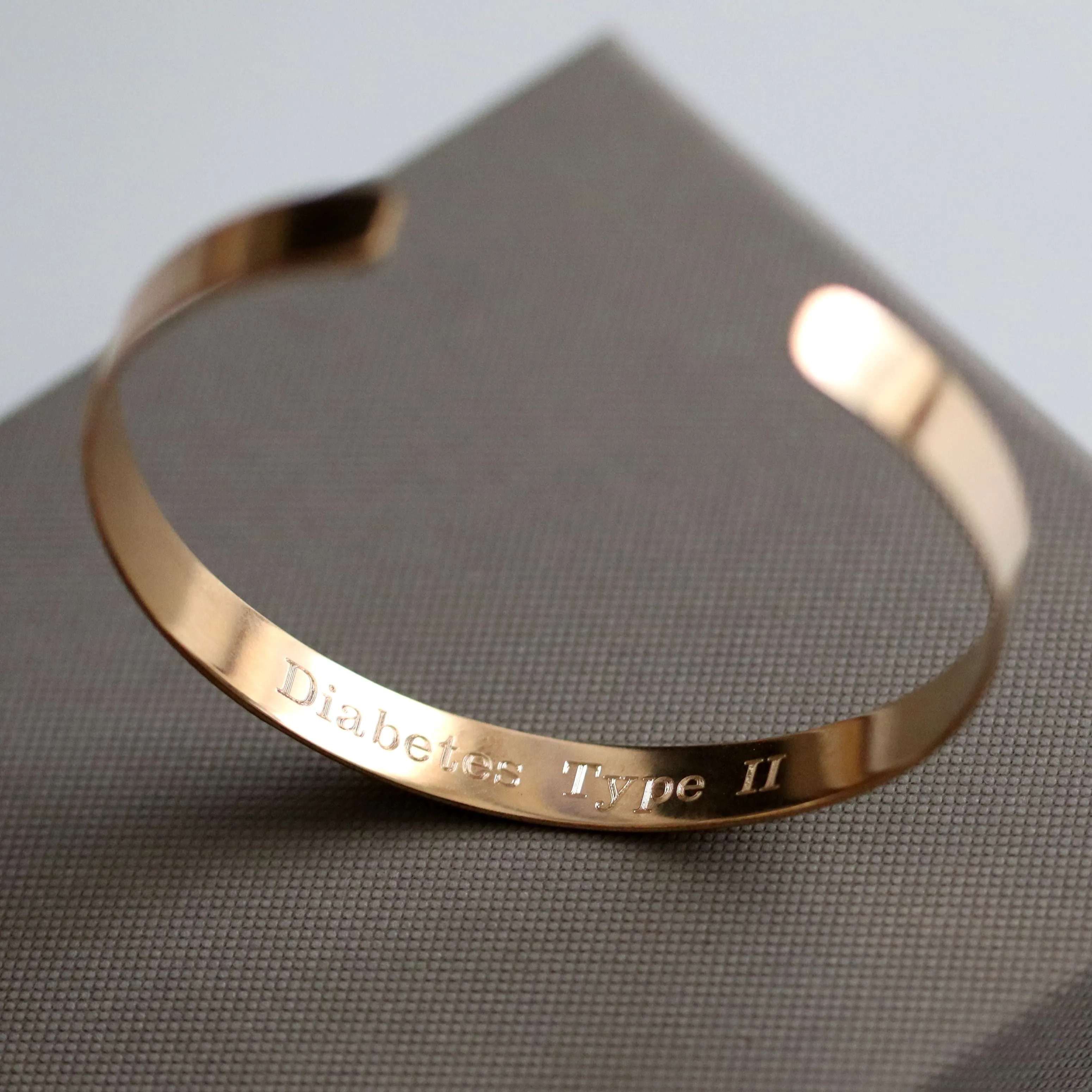 Gold Medical Alert ID Bracelet for Men - Custom Engravable cuff Bangle