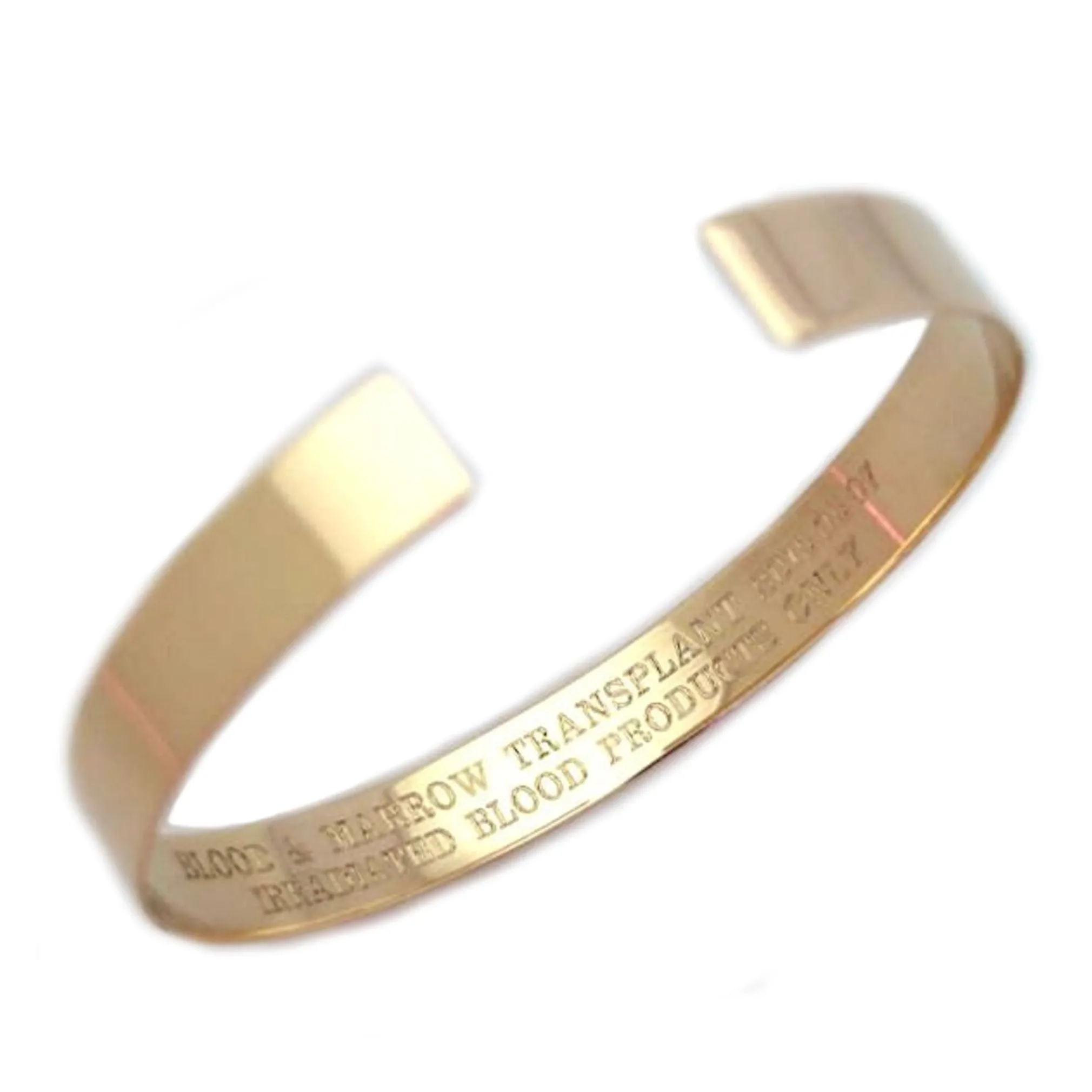 Gold Medical Alert ID Bracelet for Men - Custom Engravable cuff Bangle