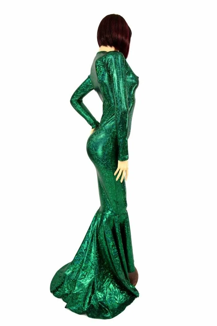 Green Kaleidoscope Puddle Train Gown