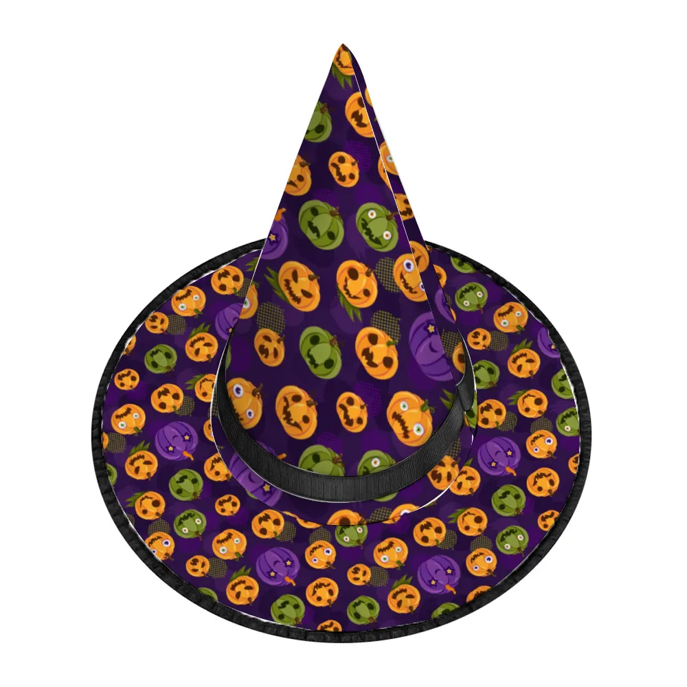 Halloween Witch Hat for Cosplay Parties or Birthday Celebrations-Creepy Pumpkins