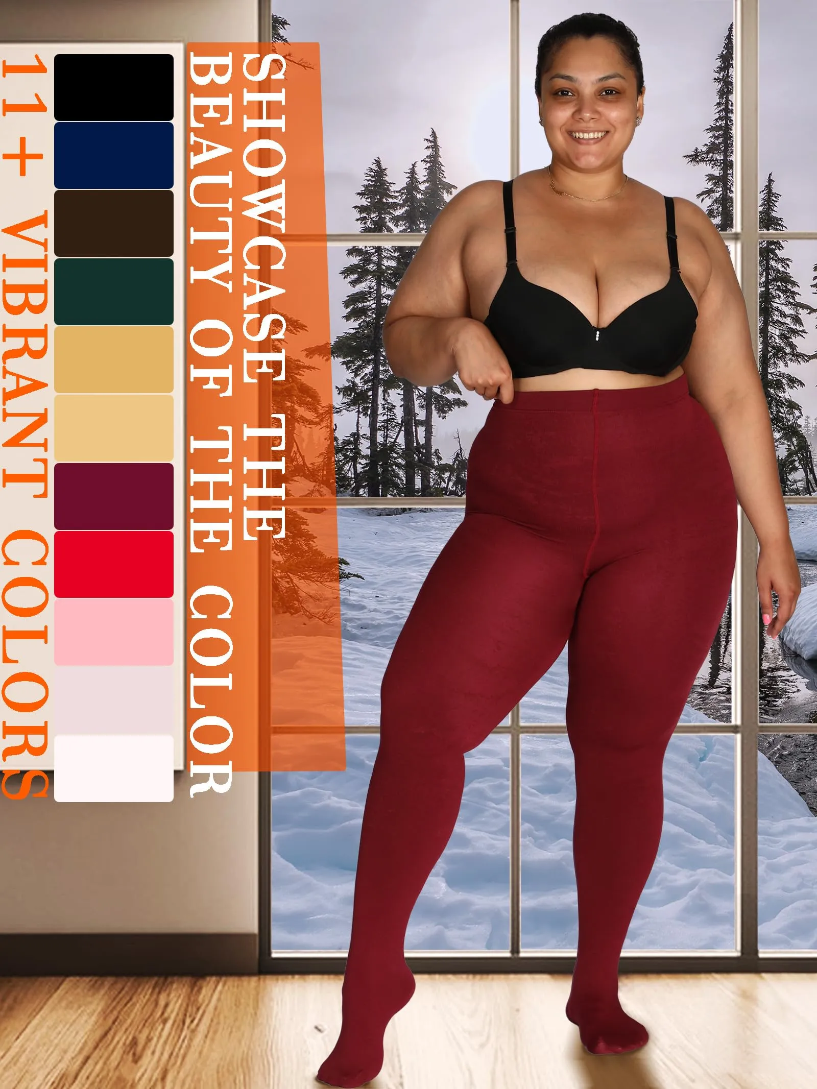 HONENNA Queen Plus Size Fleece Lined Tights, 11  Colors Thermal Warm Winter Tights for Women, Medias Termicas Mujer Invierno