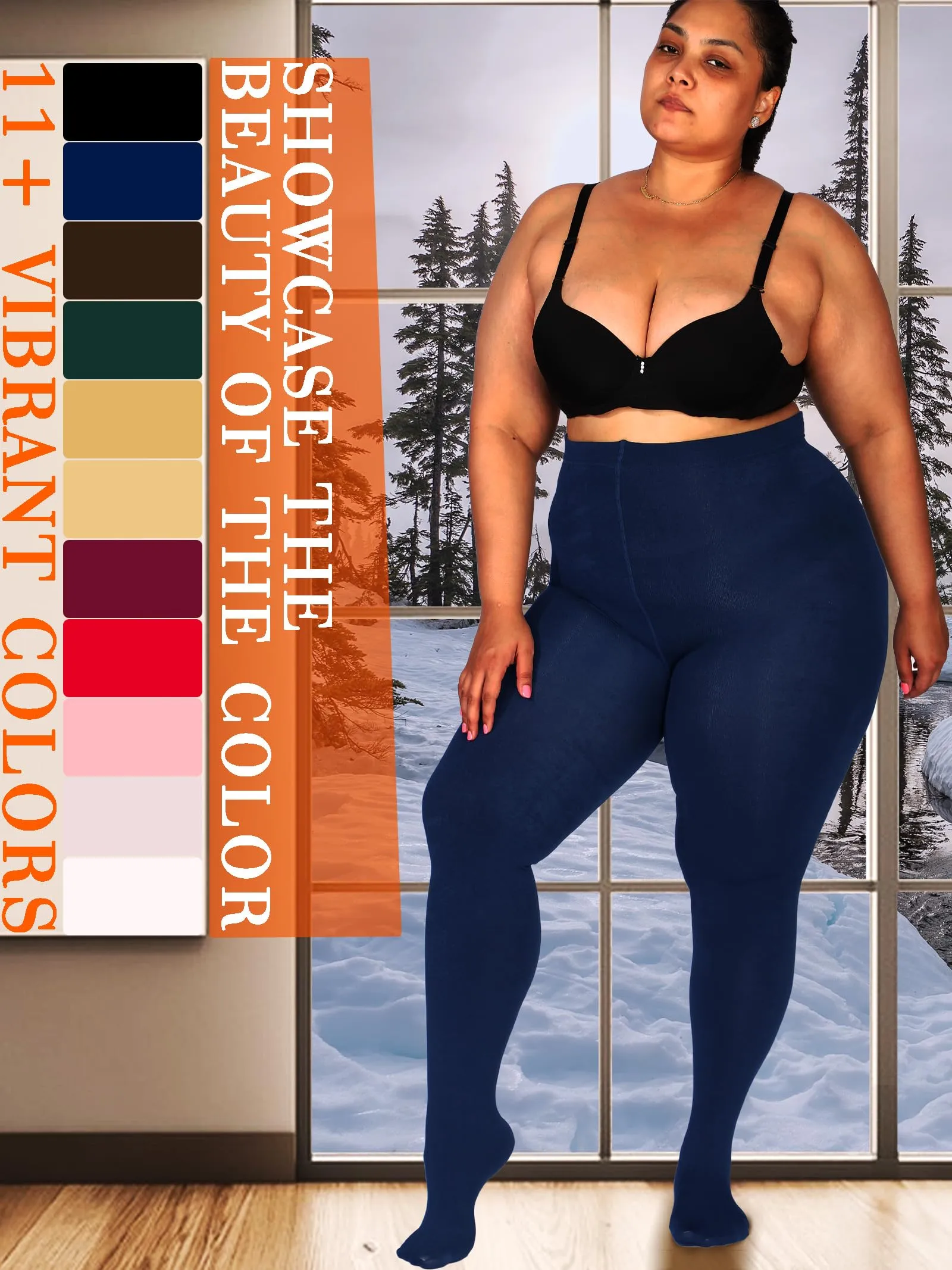 HONENNA Queen Plus Size Fleece Lined Tights, 11  Colors Thermal Warm Winter Tights for Women, Medias Termicas Mujer Invierno