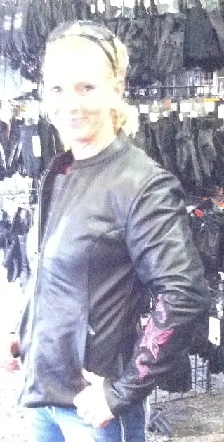 Hot pink butterfly leather jacket - Reflective