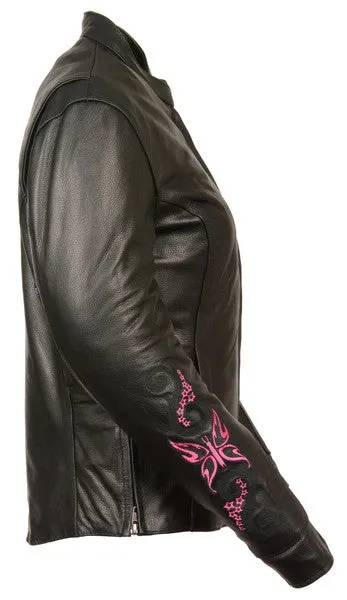 Hot pink butterfly leather jacket - Reflective