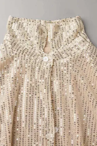 Ivory Silver Sequin Shirt Dress