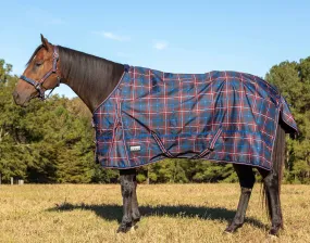 Jeffers Poplar Head Origin 600 Denier Turnout Sheet, 0 Gram, Navy and Merlot Plaid