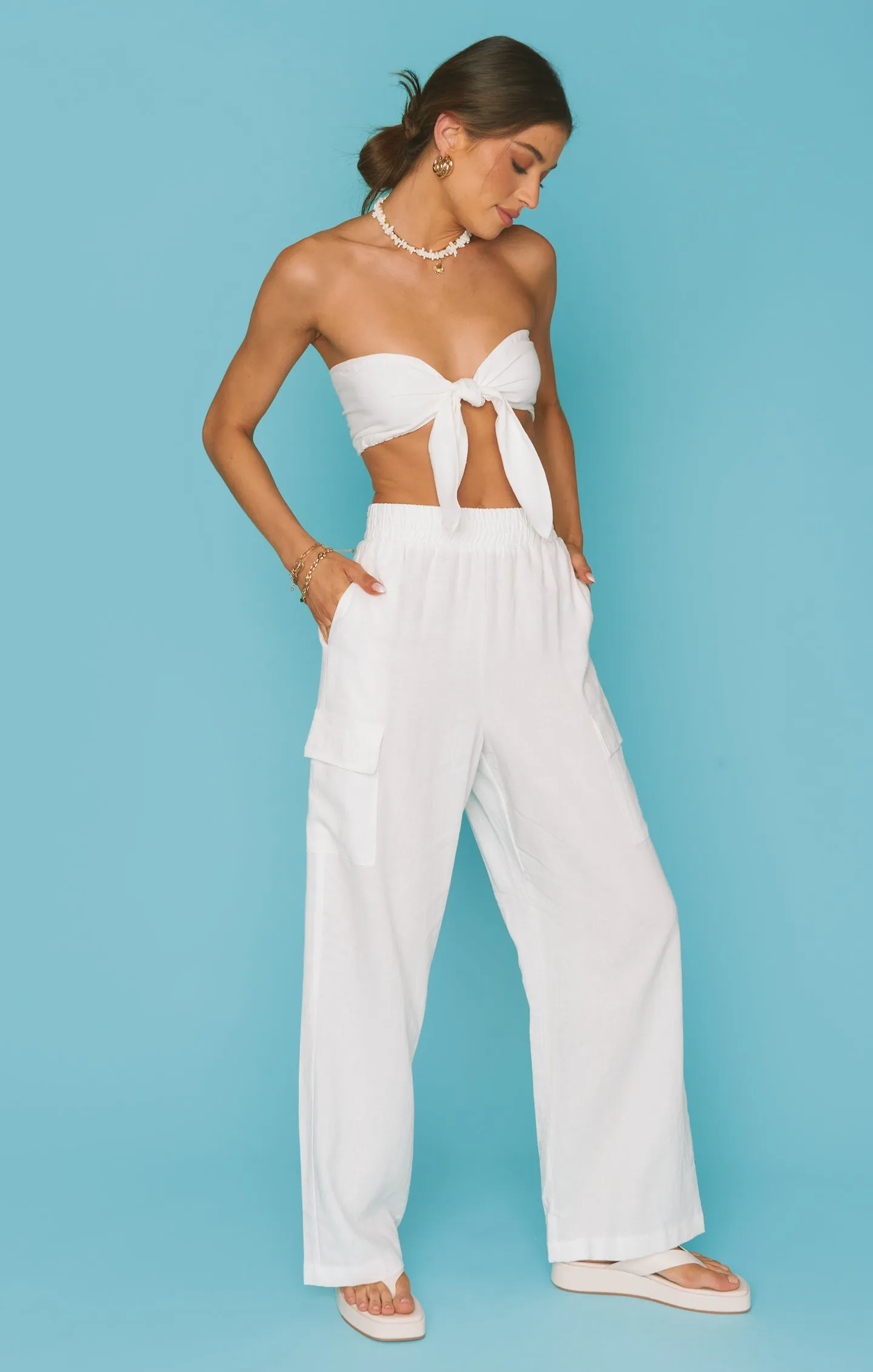 Kenny Scarf Top ~ White Linen