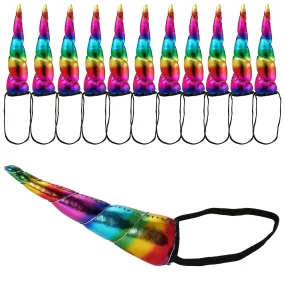 Kicko 7 Inch Rainbow Unicorn Headband - 12 Pack - Twisted Shiny Horn Headpieces for Girls