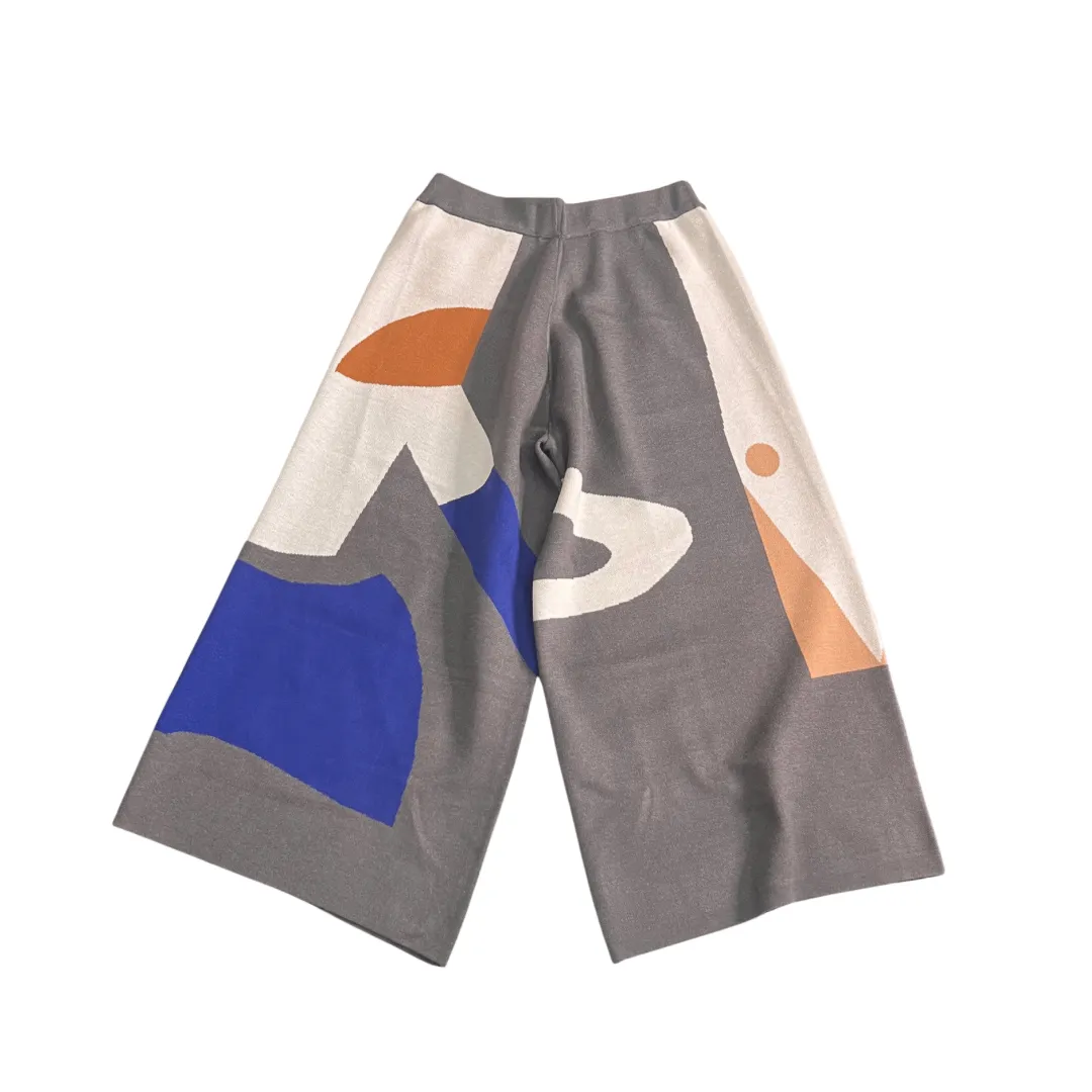 Knit Color Block Culottes - Grey