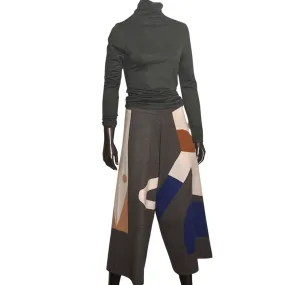 Knit Color Block Culottes - Grey