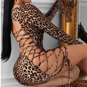 Leopard Bandage Bodycon Mini Dress