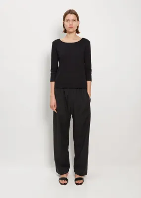 Light Wool Drawstring Trousers — Black