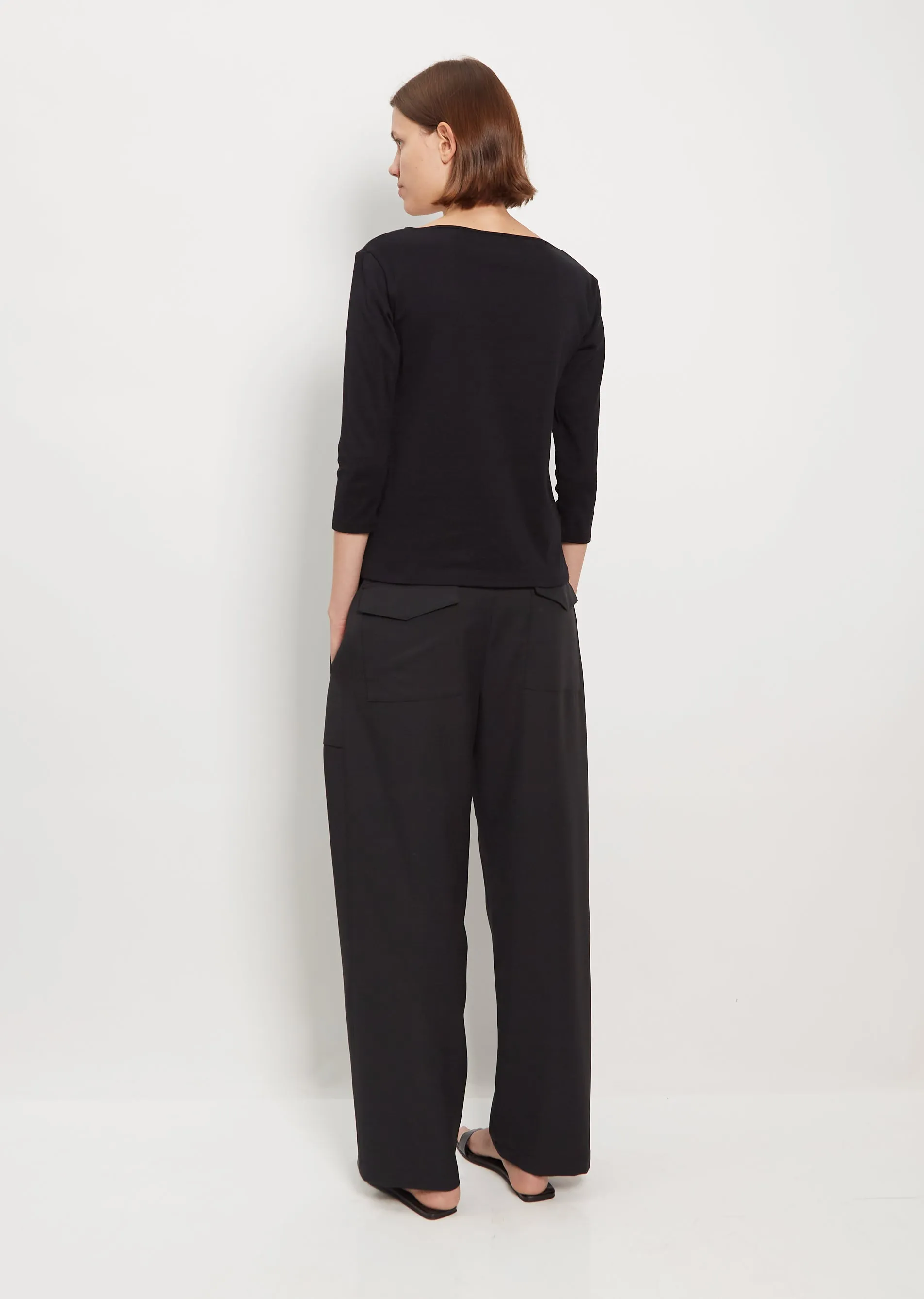 Light Wool Drawstring Trousers — Black